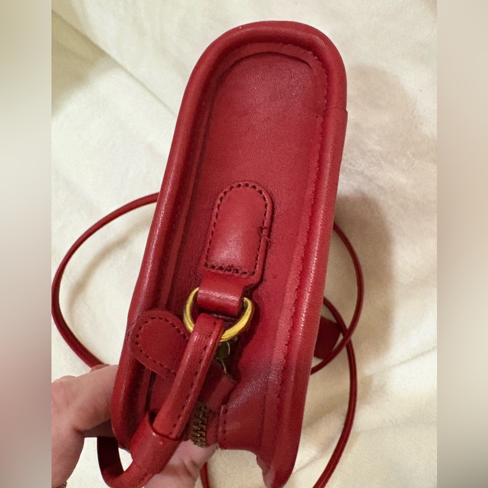 🚨VINTAGE 1997 COACH ABBIE RED LEATHER ZIP CLOSURE CROSSBODY - Picture 14 of 17